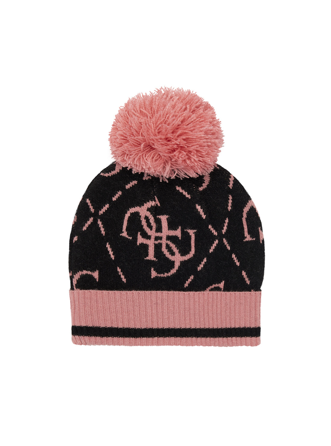 Pink and Black Logo Beanie | GUESS Women's Apparel | front view