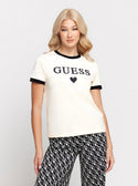 GUESS White Caryl Short Sleeve T-Shirt front view