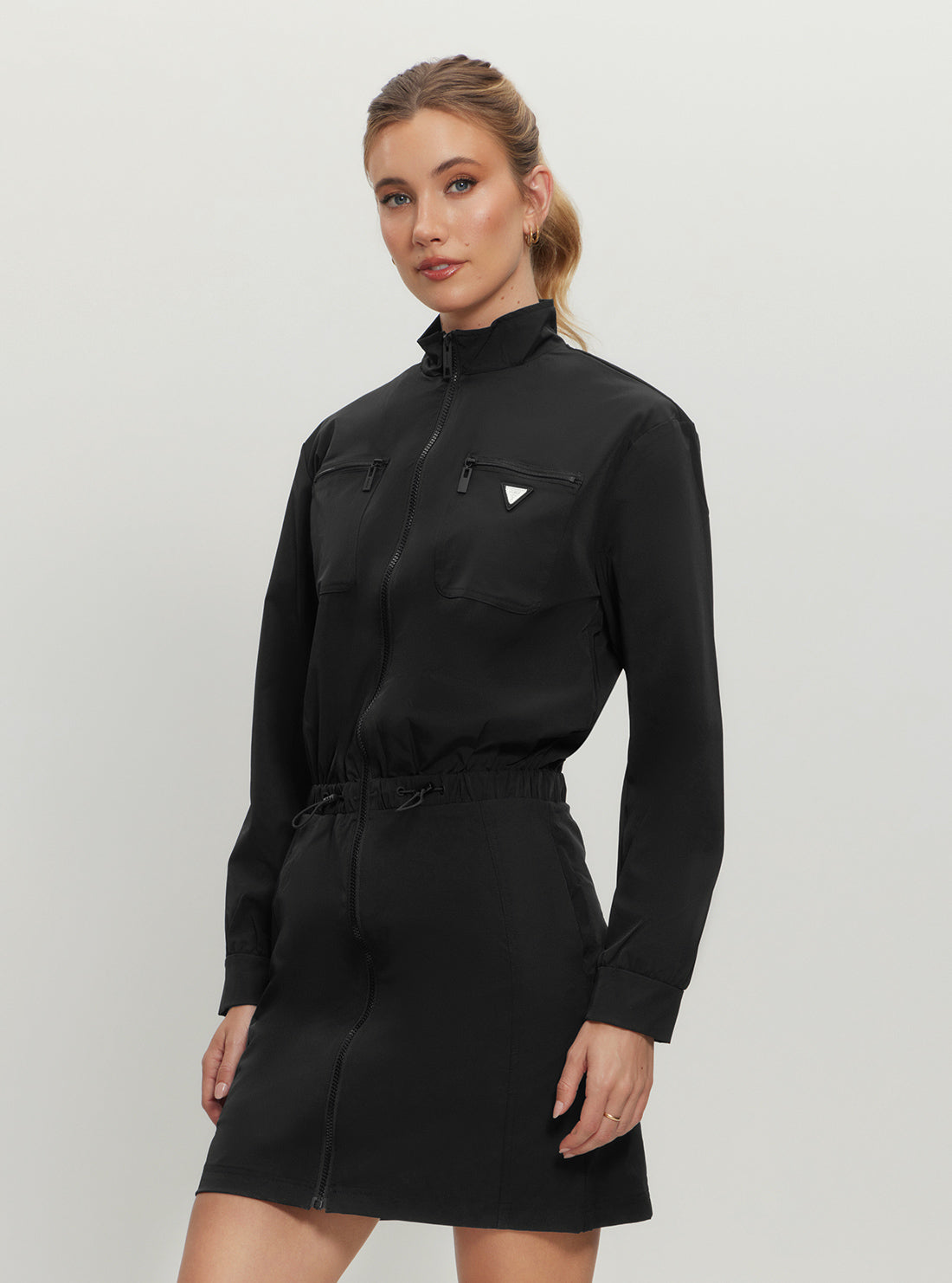 Black Aurelie Full Zip Mini Dress