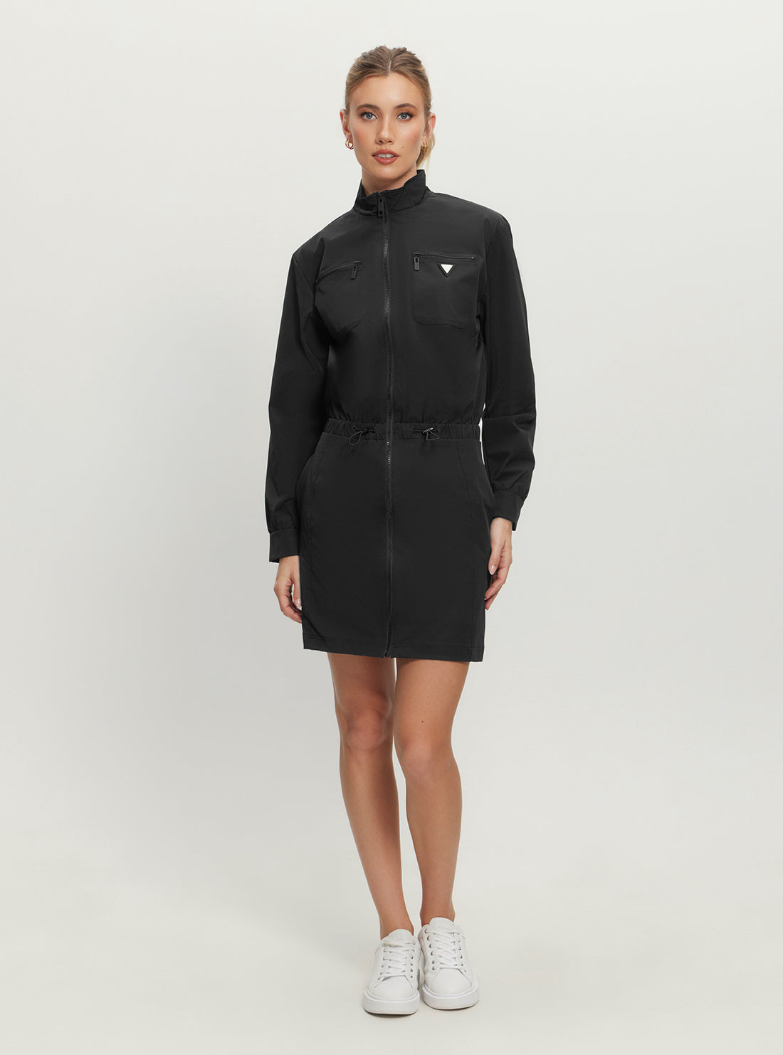 Black Aurelie Full Zip Mini Dress