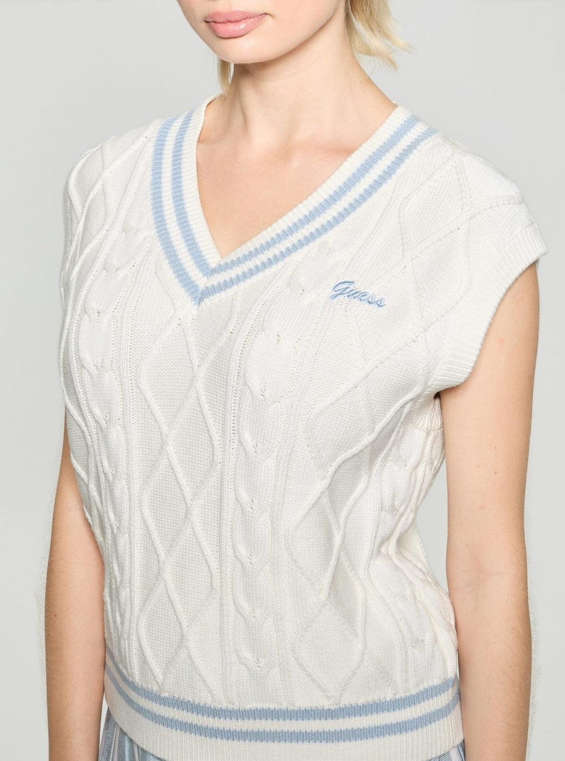 GUESS Womens Eco White Active Sweater Vest V5GR00Z3FB1 Detail View