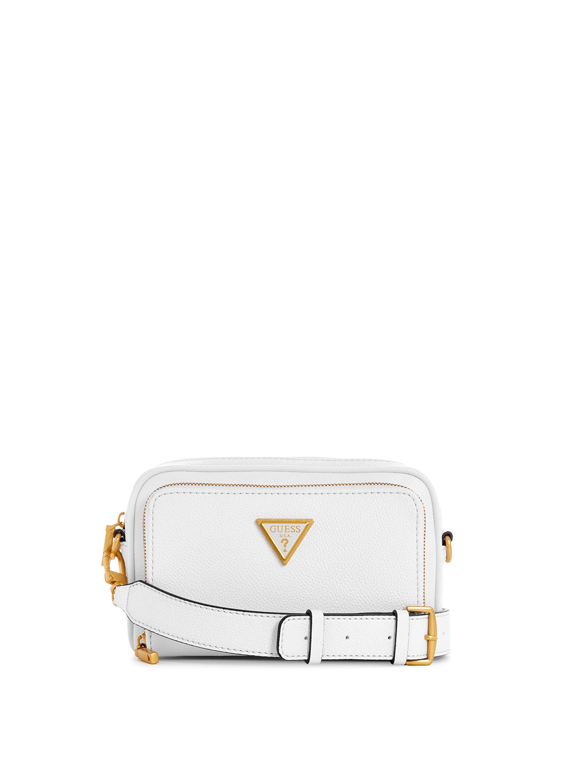 GUESS White Cosette Camera Crossbody Bag front view