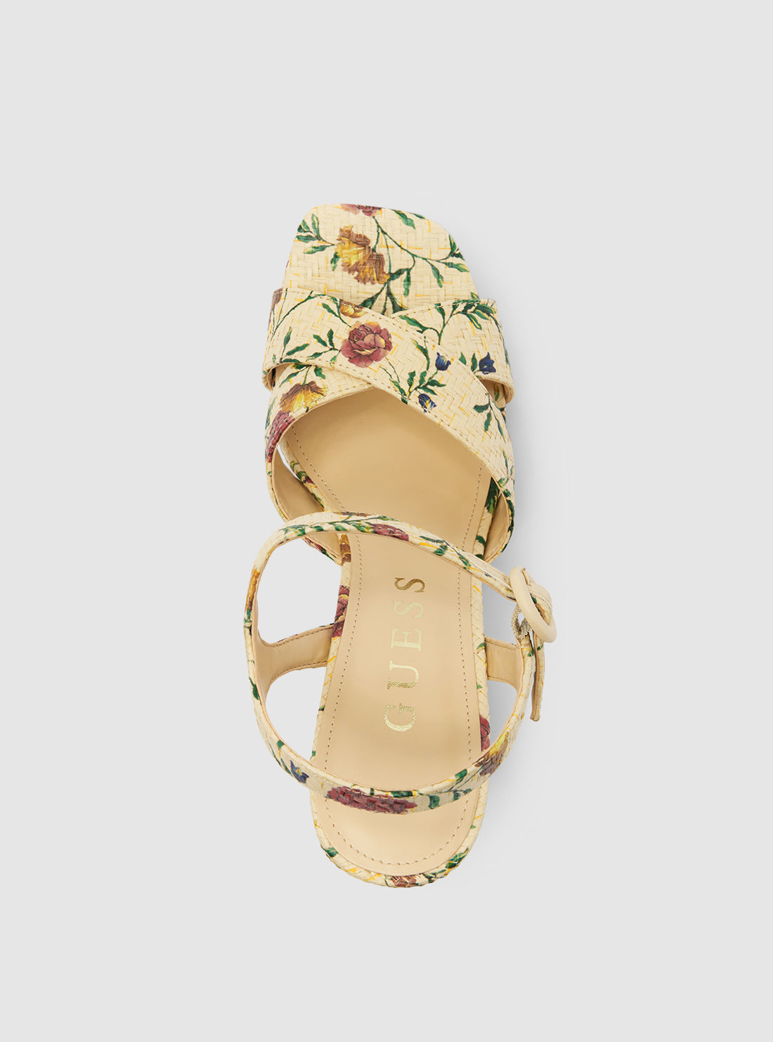 Beige Floral Vallenn Platform Heel