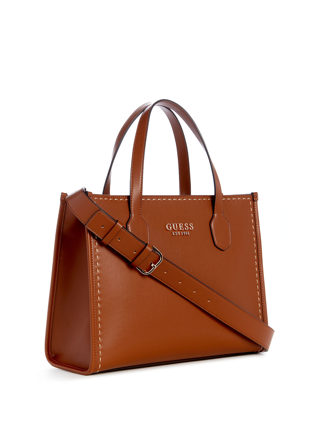 Cognac Brown Silvana Dual Tote Bag | GUESS Women's Handbags | side view