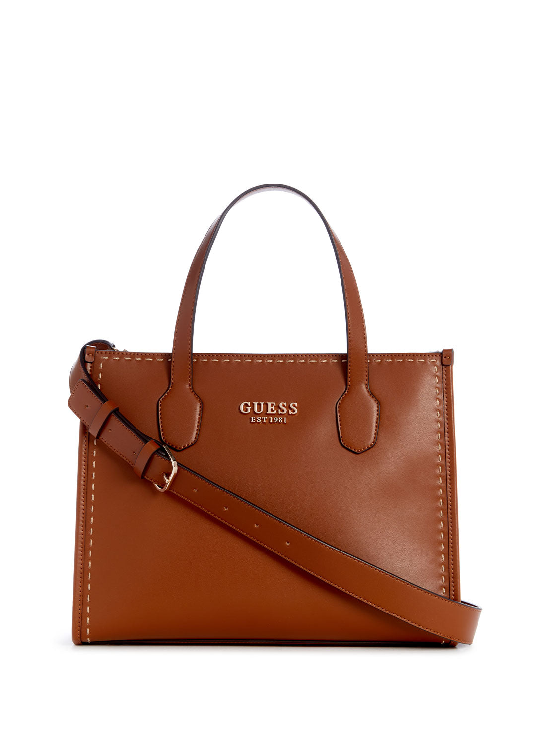 Cognac Brown Silvana Dual Tote Bag | GUESS Women's Handbags | front view