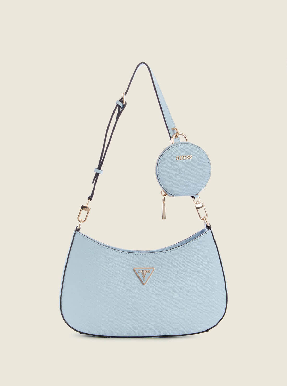 Pale Blue Alexie Shoulder Bag | GUESS Women's Handbags | front view
