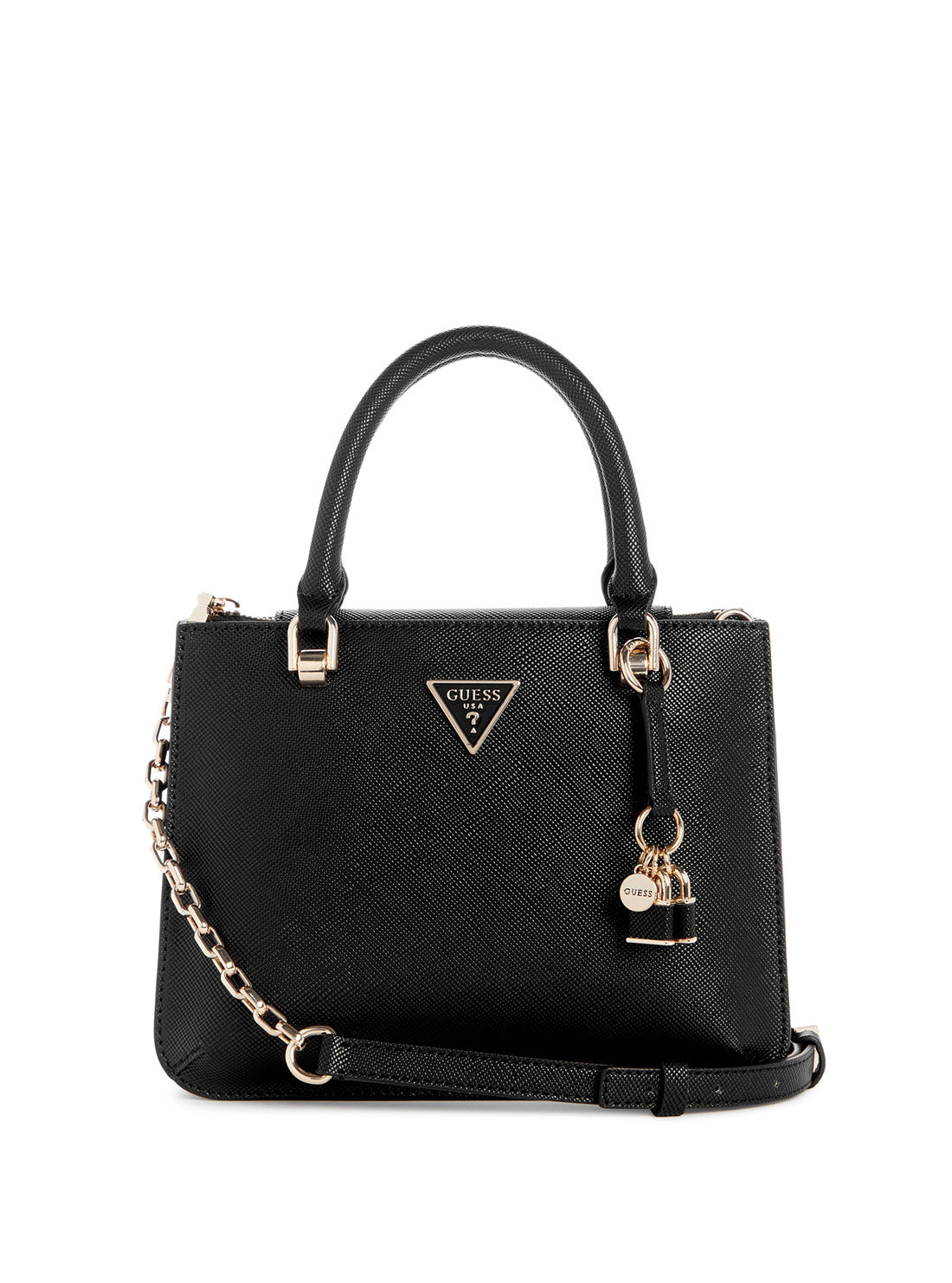 GUESS Black Ilia Small Girlfriend Satchel Bag front view