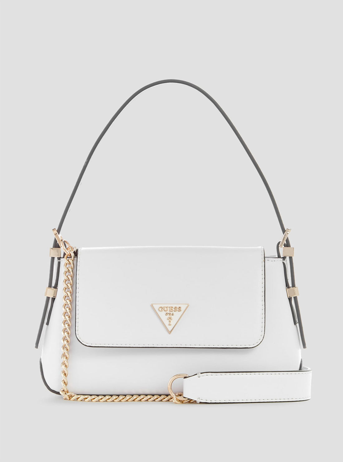 guess womens White Desideria Mini Shoulder Bag front view