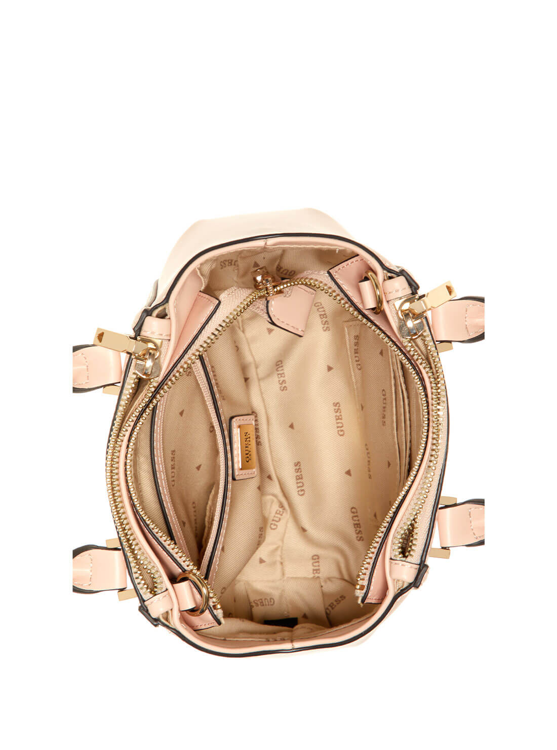 Pale Pink Leie Mini Status Satchel Bag | GUESS Women's Handbags | inside view