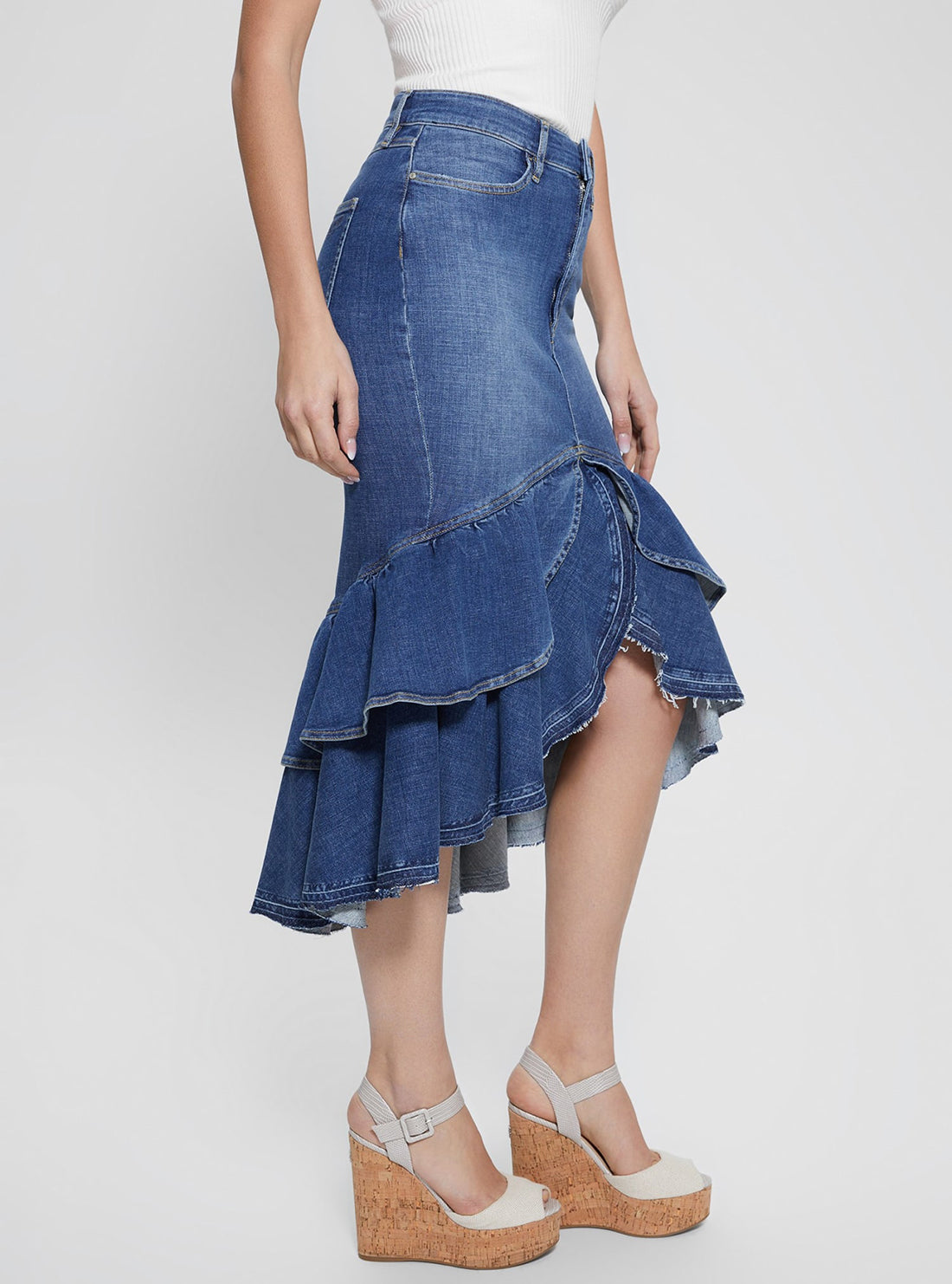 Blue Denim Marina Midi Skirt