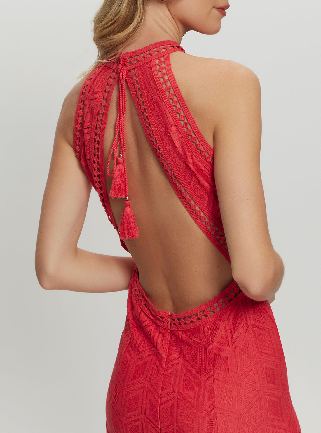 Red Breeze Geo Lace Maxi Dress