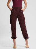 Eco Maroon Nessi Cargo Pants | GUESS Women's Apparel | front view