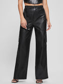 Black Gwen Leather Cargo Pants | GUESS Women's Apparel | front view