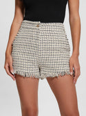 Black and White Riley Tweed Shorts | GUESS Women's Apparel | front view