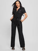 Black Clarissa Metallic Tweed Jumpsuit | GUESS Women's Apparel | full view
