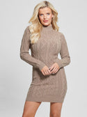 Taupe Brown Sera Mini Knit Dress | GUESS Women's Apparel | front view
