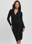 Black Cecile Midi Knit Dress | GUESS Women's Apparel | front view