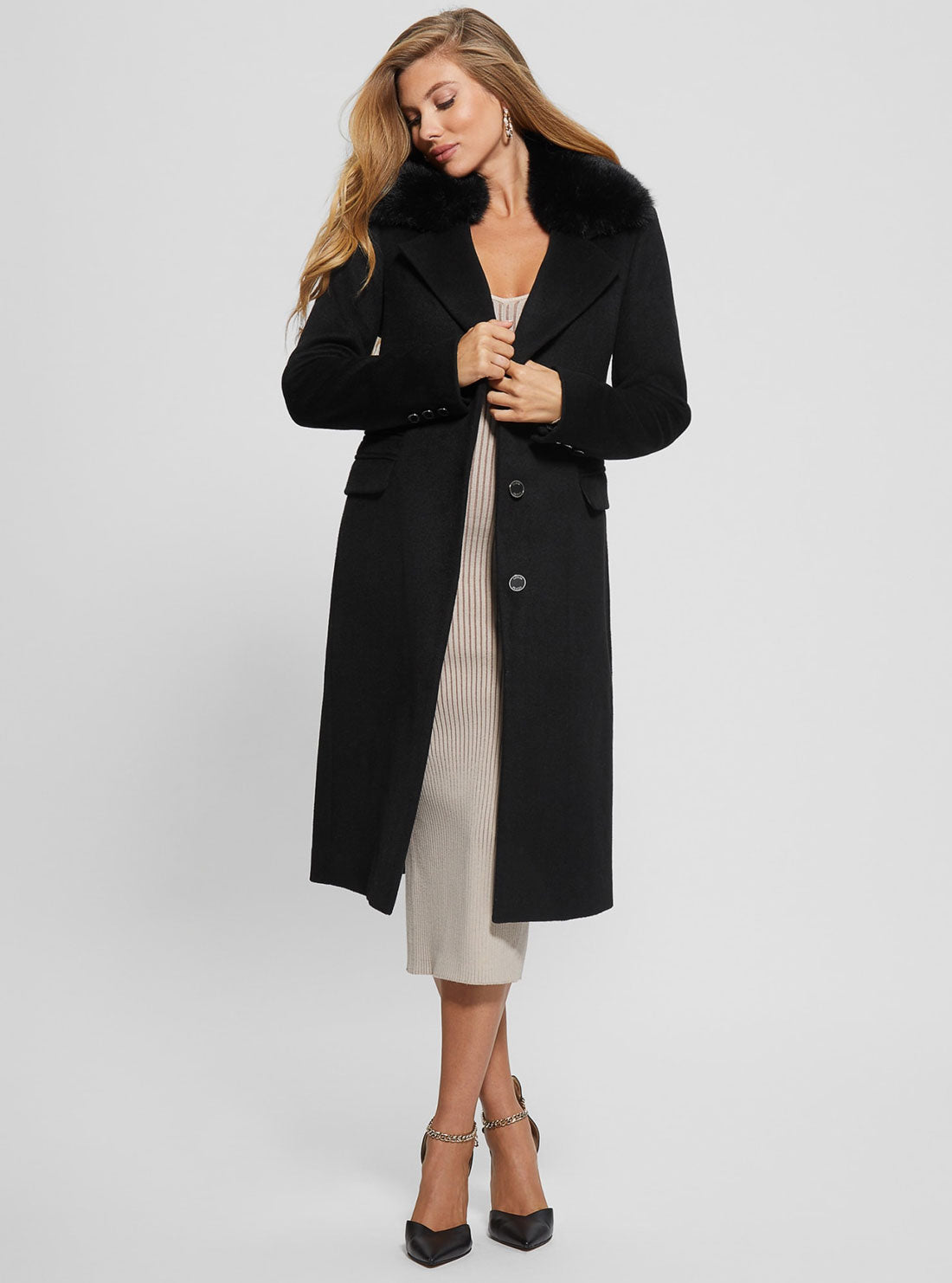 GUESS Eco Black New Laurence Coat full view