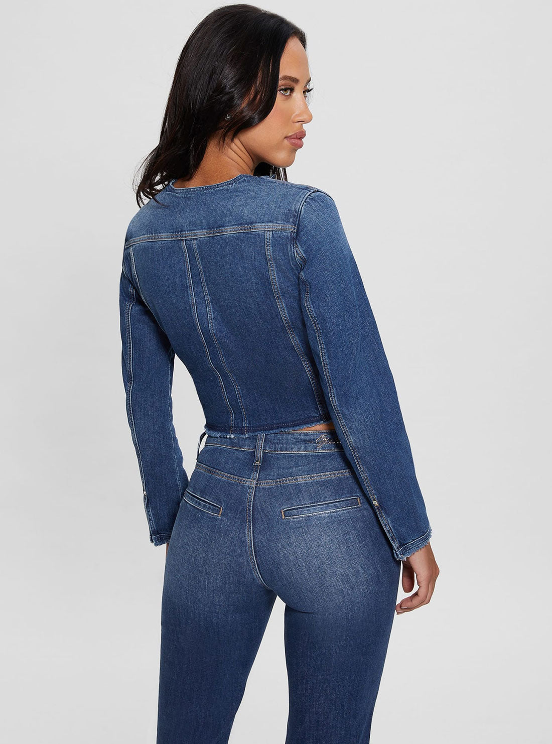Eco Terrie Blue Denim Jacket | GUESS Women's Apparel | back view