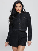 Black Clarissa Metallic Tweed Jacket | GUESS Women's Apparel | front view