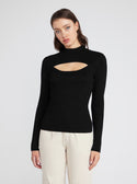 Black Clarita Cut-Out Knit Top | GUESS Women's Apparel | front view