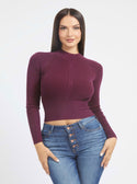 Purple Melodie Long Sleeve Knit Top | GUESS Women's Apparel | front view