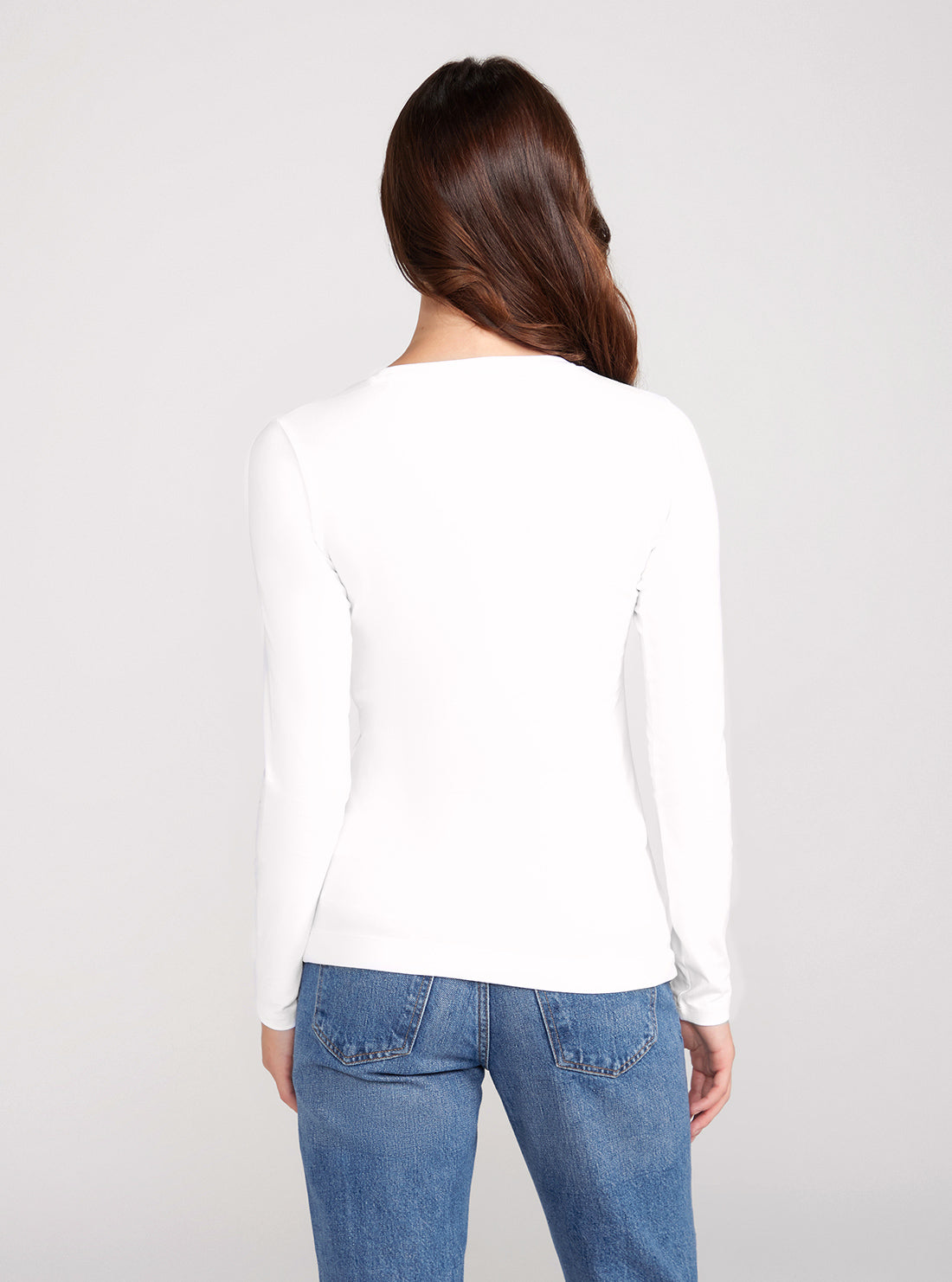 GUESS White Long Sleeve Triangle Flowers T-Shirt back view