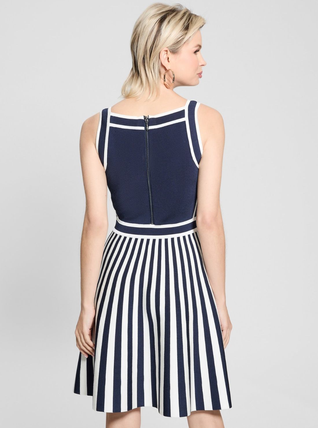 GUESS Womens Blackened Blue Mirage Nautical Mini Dress W3GK70Z2XY0 Back View