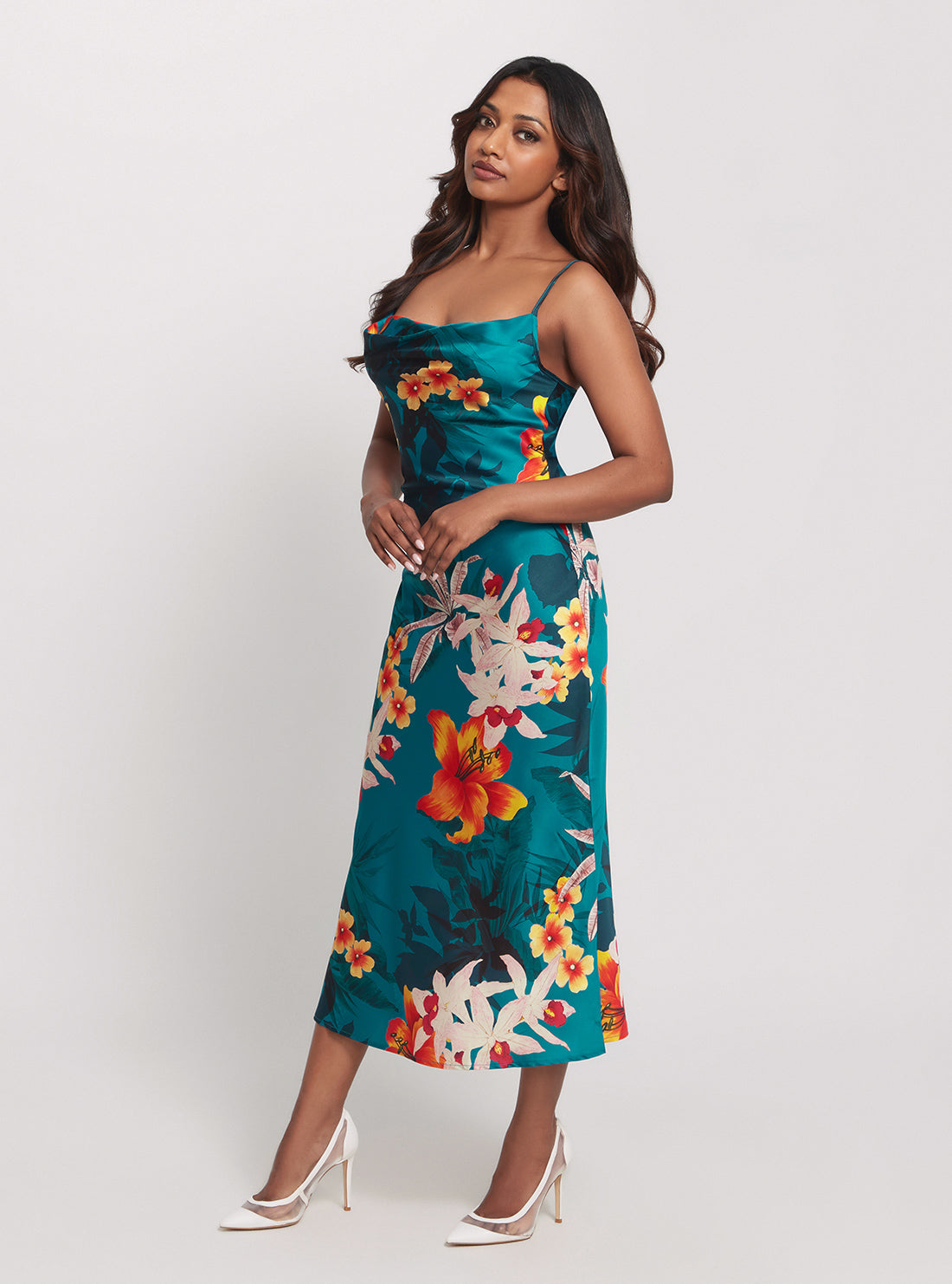 GUESS Eco Green Floral Print Akilina Maxi Dress side view