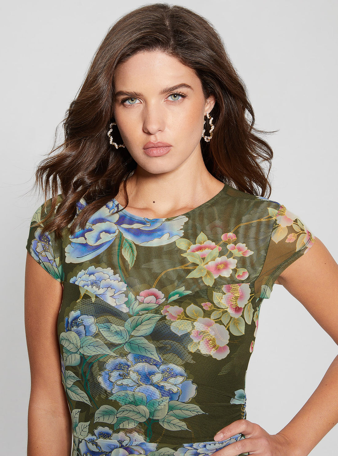 GUESS Eco Floral Print Aida Mini Dress detail view