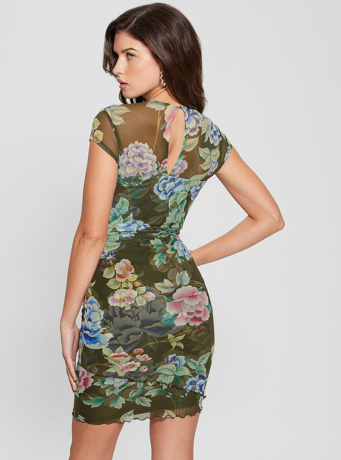 GUESS Eco Floral Print Aida Mini Dress back view 