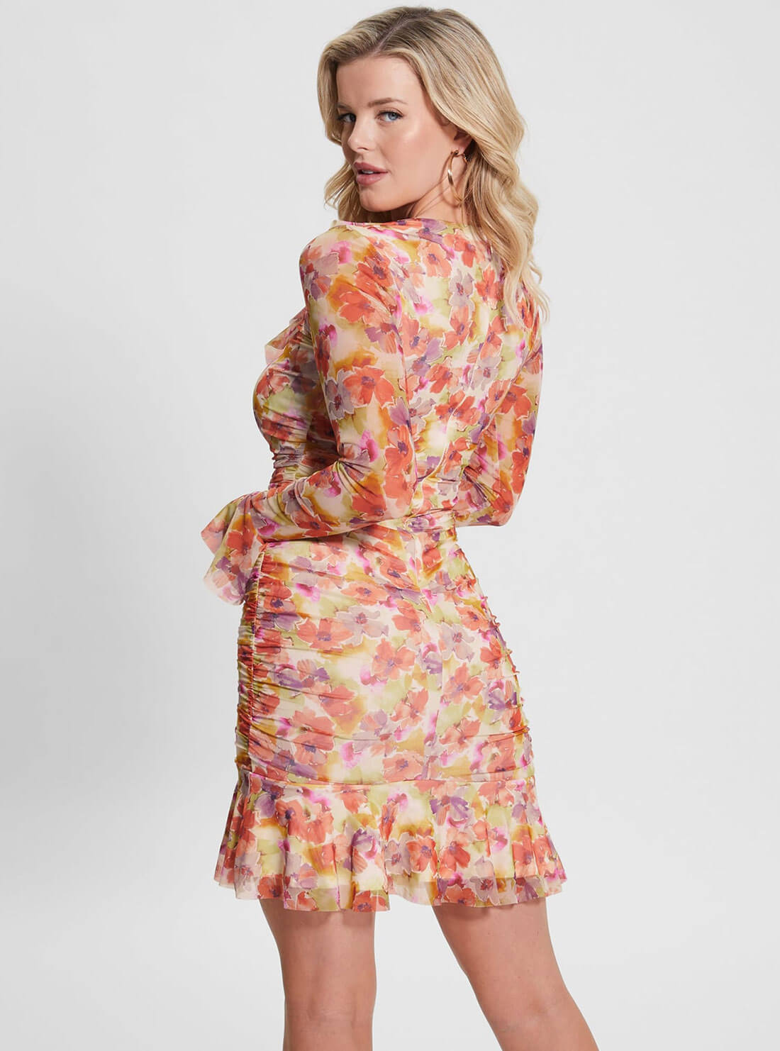Eco Floral Rosalee Mini Dress | GUESS Women's Apparel | back view