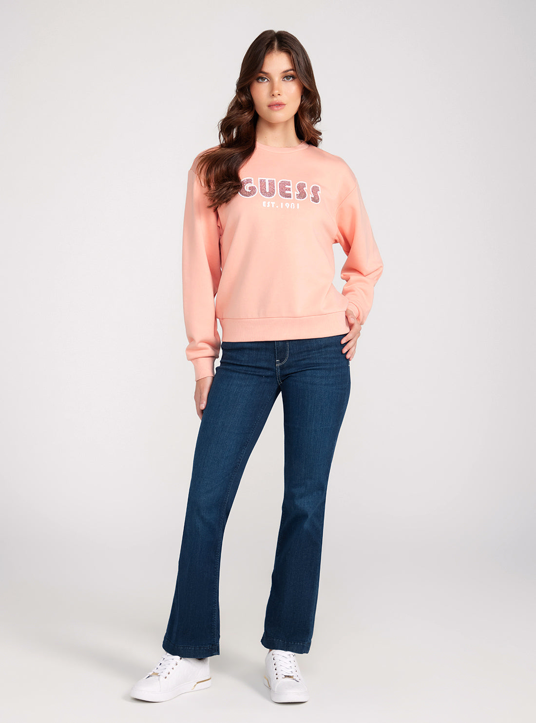 GUESS Pink Long Sleeves Shaded Logo Sweatshirt full view