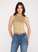 GUESS Beige Quattro G Logo Lise Top front view