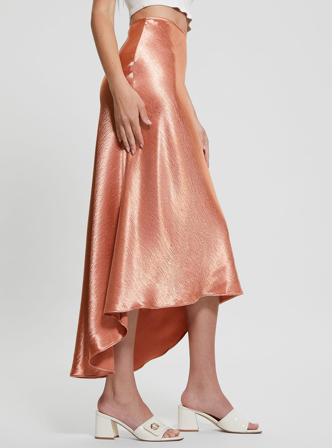 Pink Lilya Satin Midi Skirt