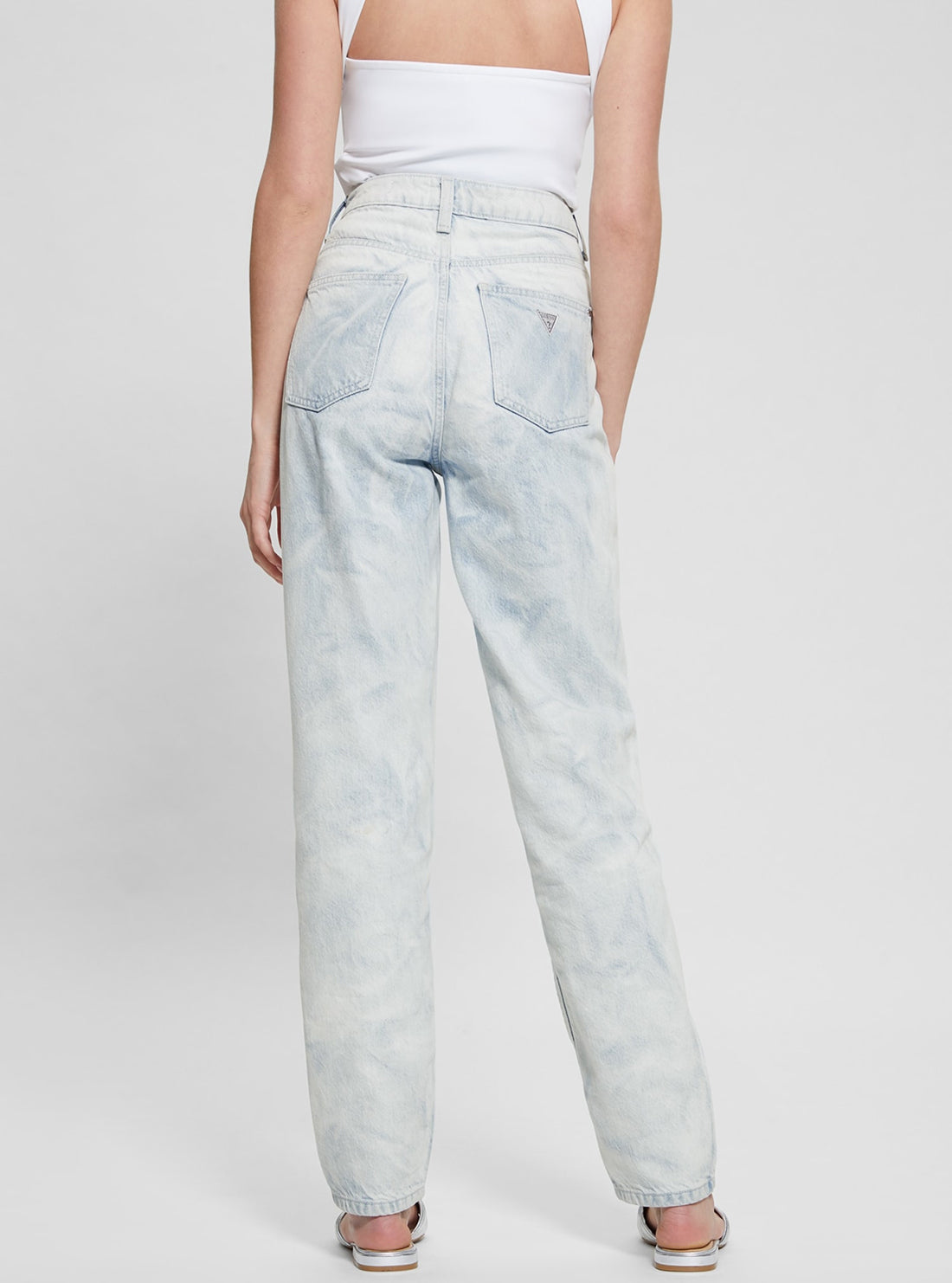 GUESS High-Rise Mum Jeans in Light Wash back view