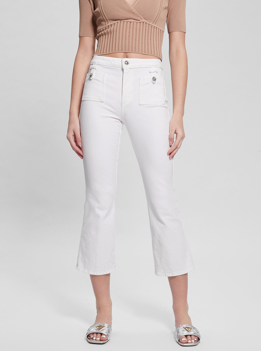 White Tahlia Kick Flare Pants