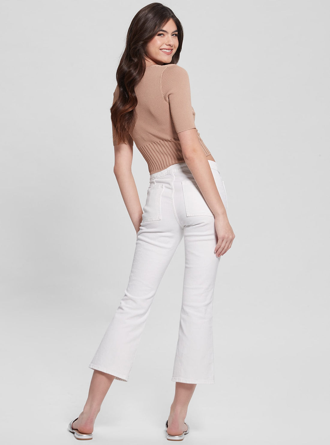 White Tahlia Kick Flare Pants