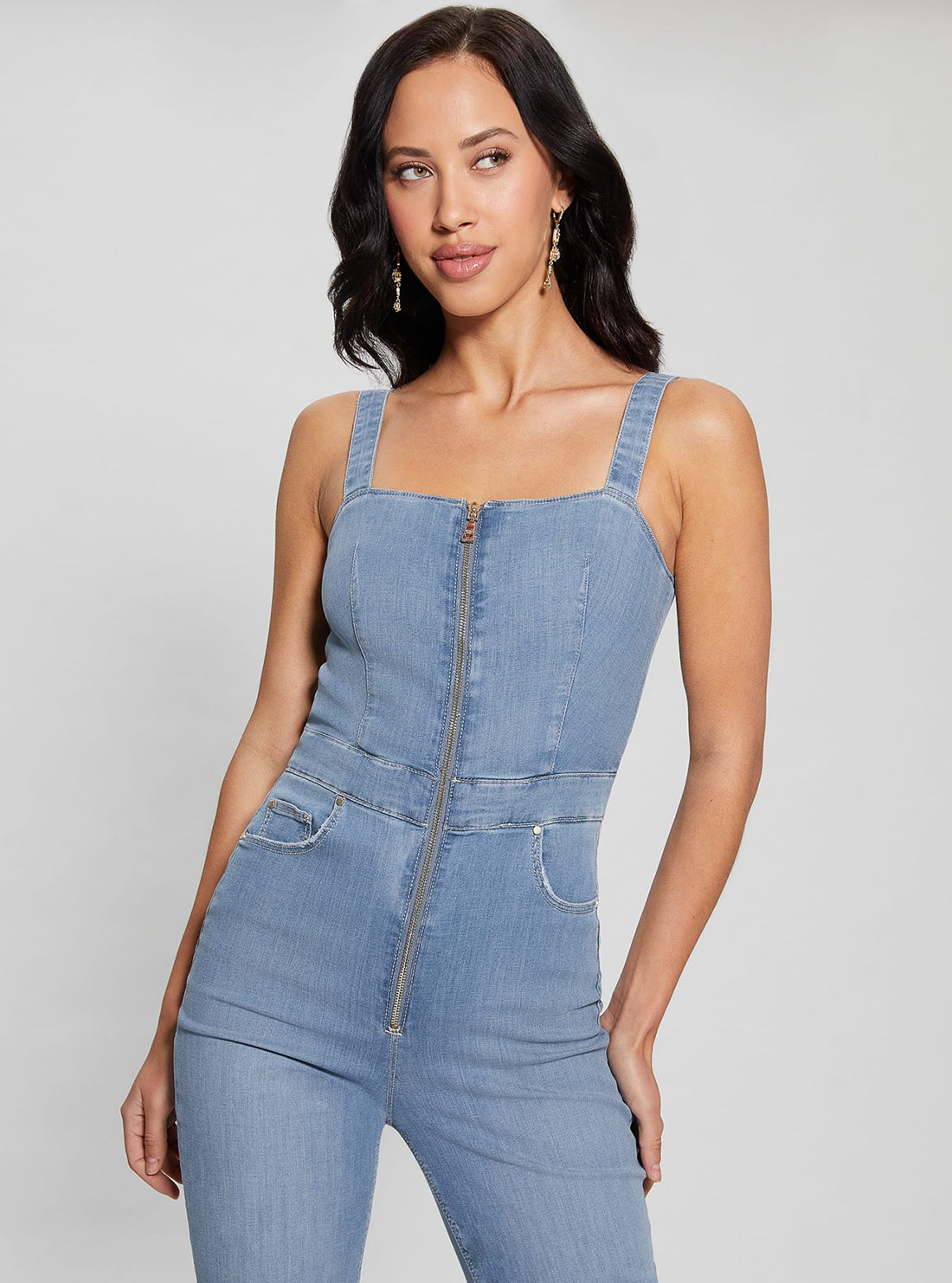 GUESS Blue Denim Mariposa Jumpsuit detail view