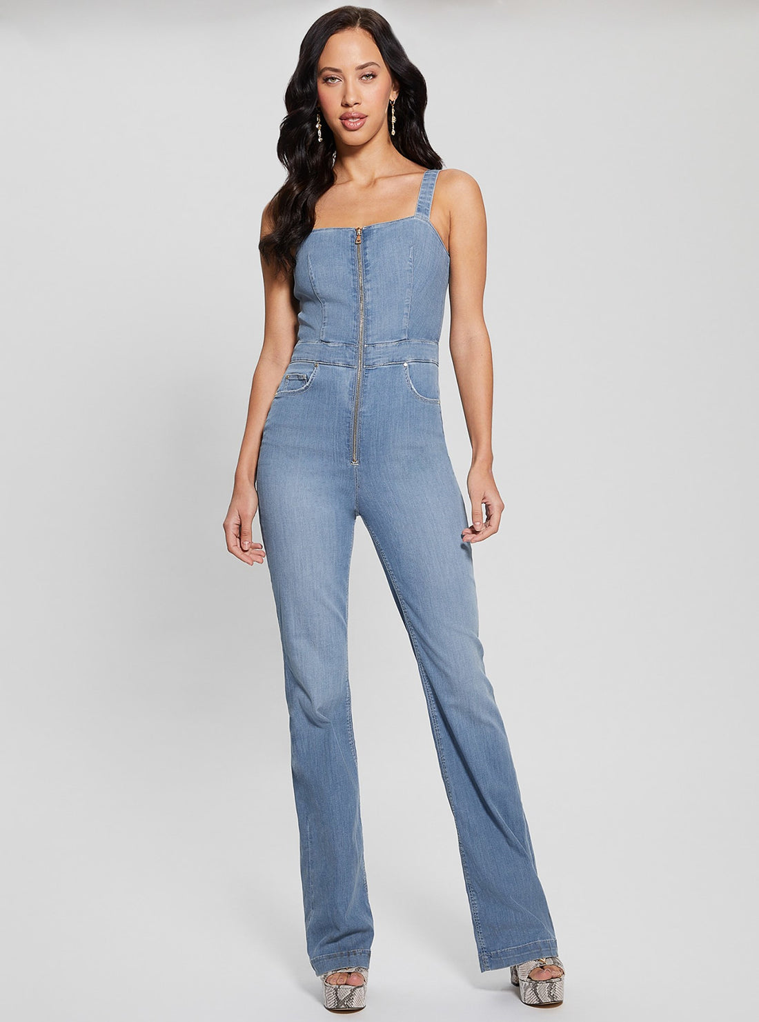 GUESS Blue Denim Mariposa Jumpsuit full view