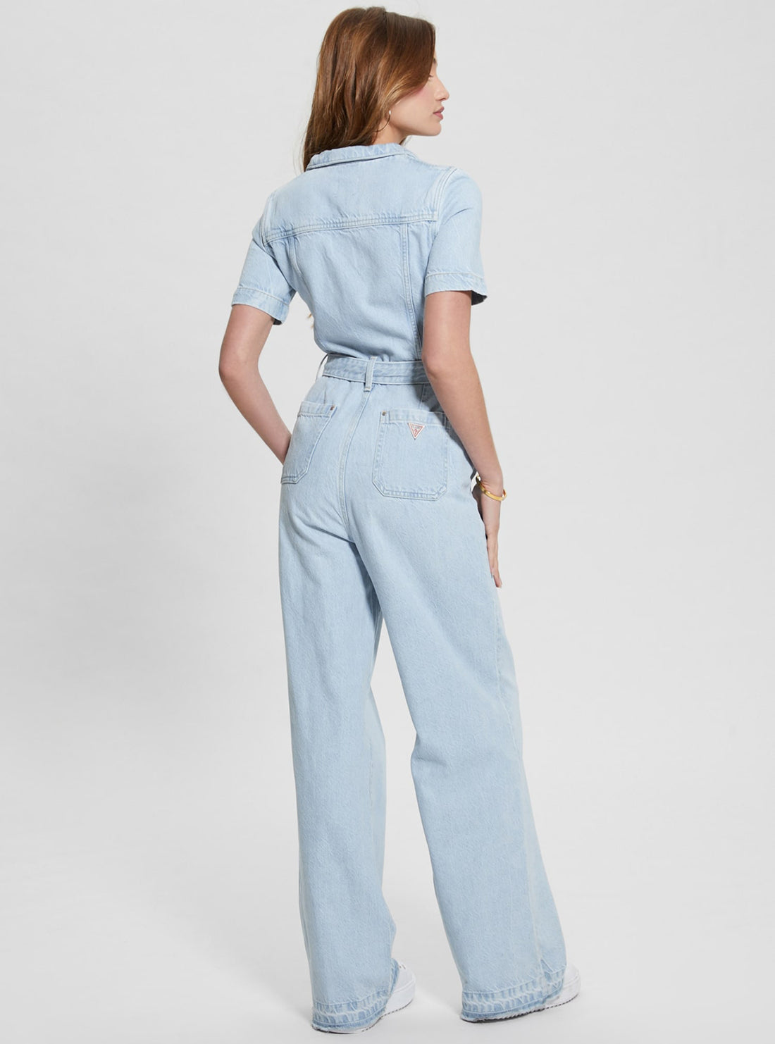 GUESS Light Wash Blue Denim Brenda Jumpsuit back view