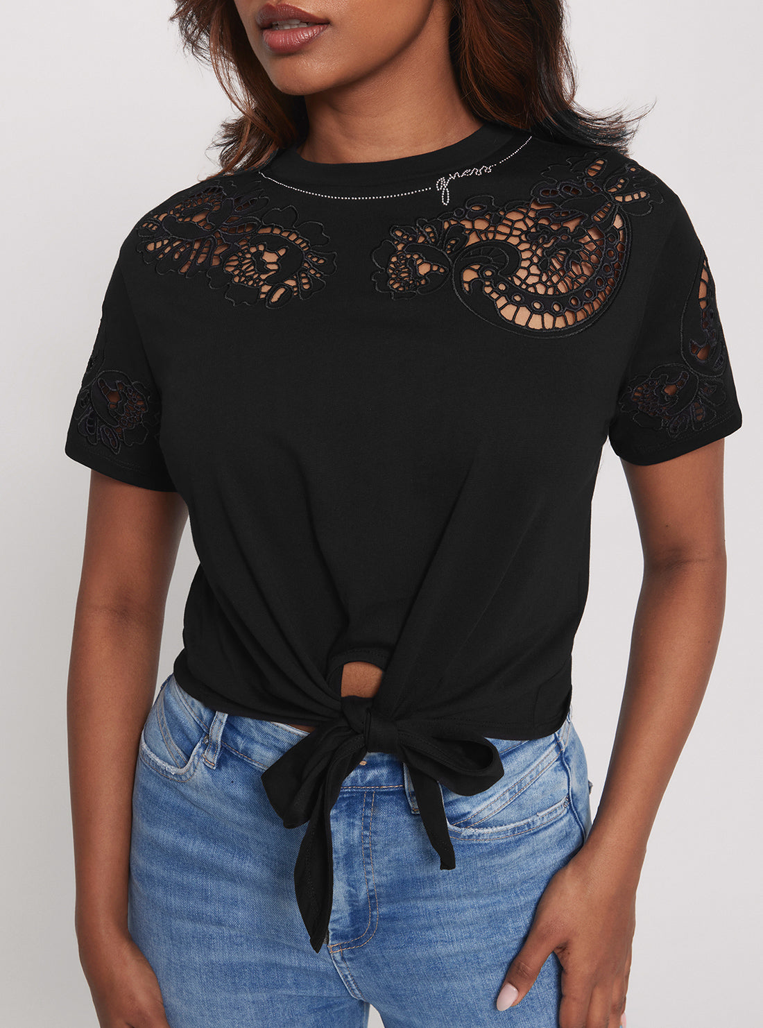 Eco Black Anjour Lace T-Shirt