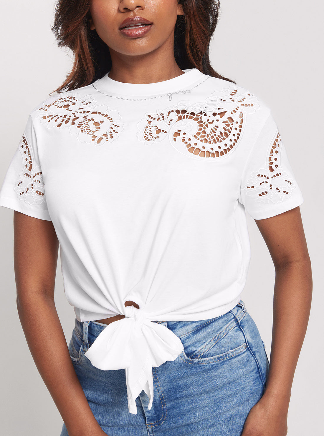 Eco White Anjour Lace T-Shirt