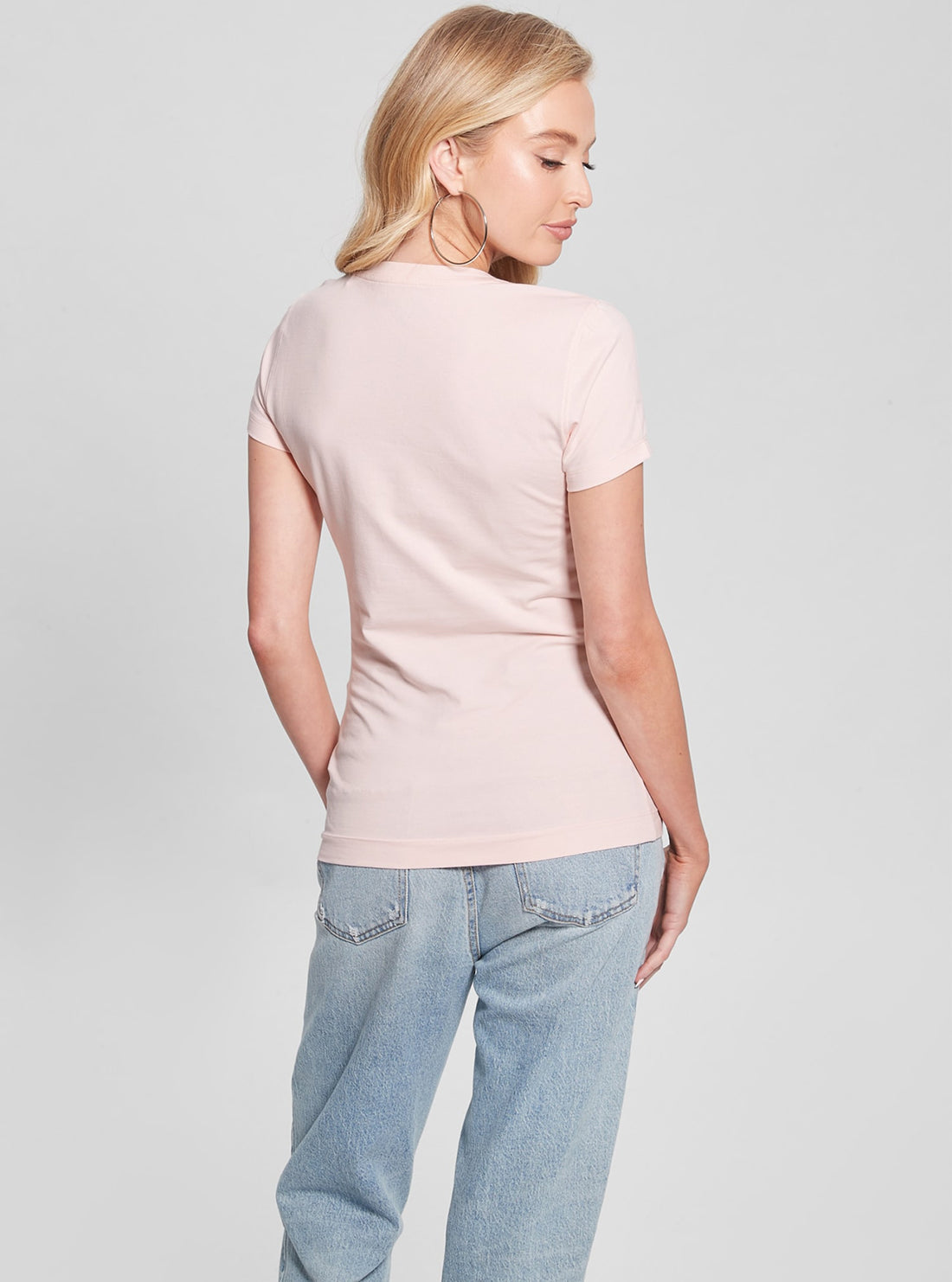 GUESS Pink Script Logo T-Shirt back view