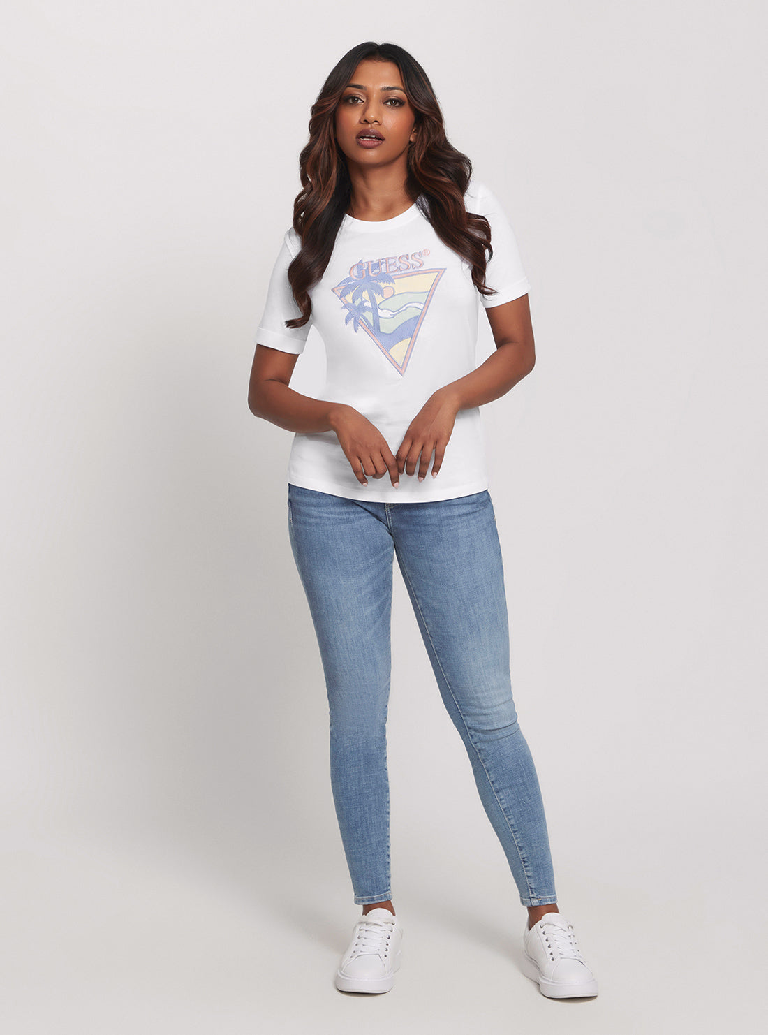 GUESS Eco White Beach Triangle T-Shirt full view