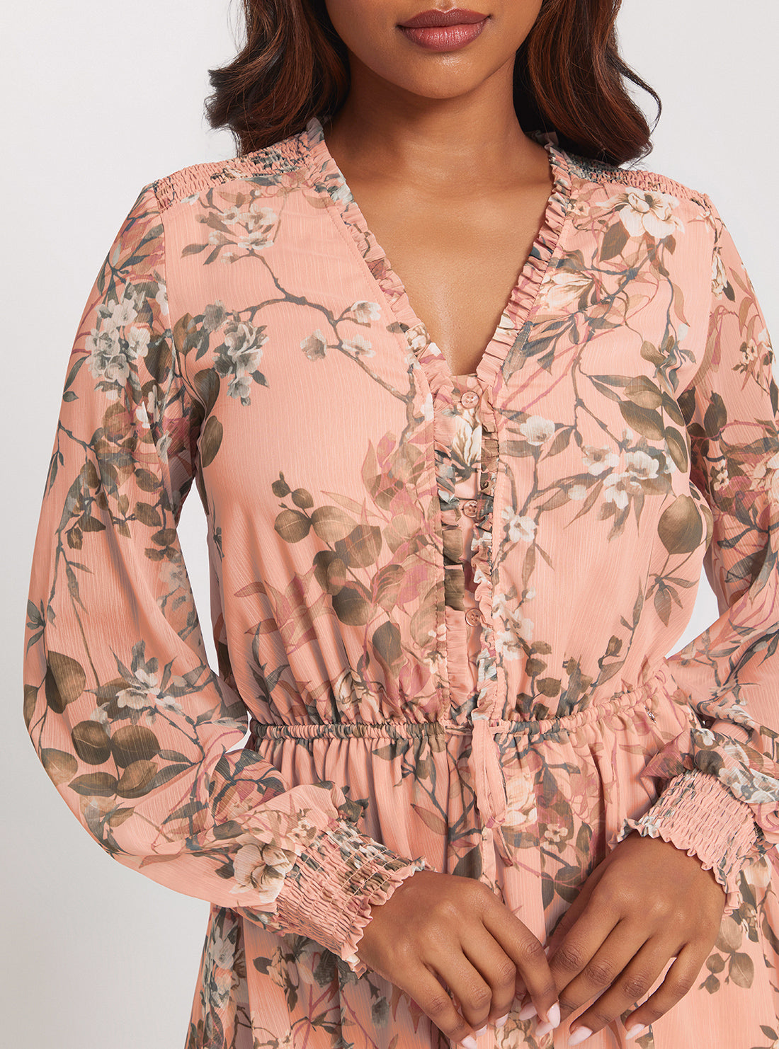 GUESS Pink Floral Vanessa Flare Dress detail view