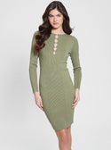 GUESS Green Alphabet Charm Melissa Mini Dress. front view