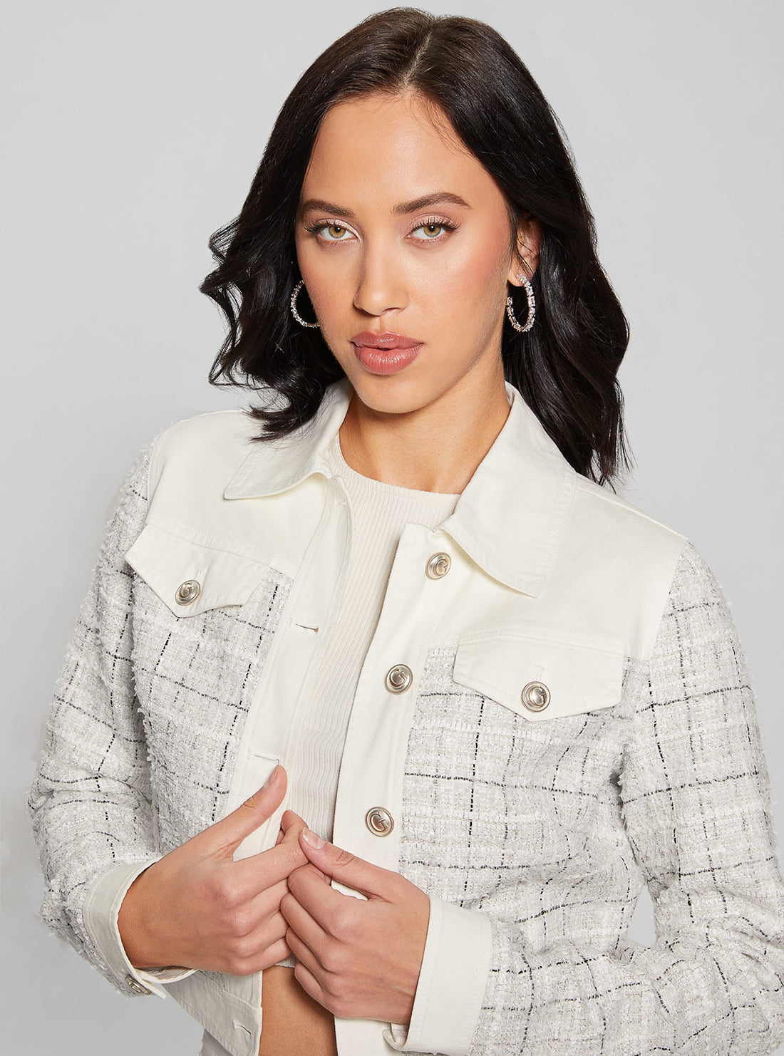 GUESS Eco White Natalie Jacket detail view