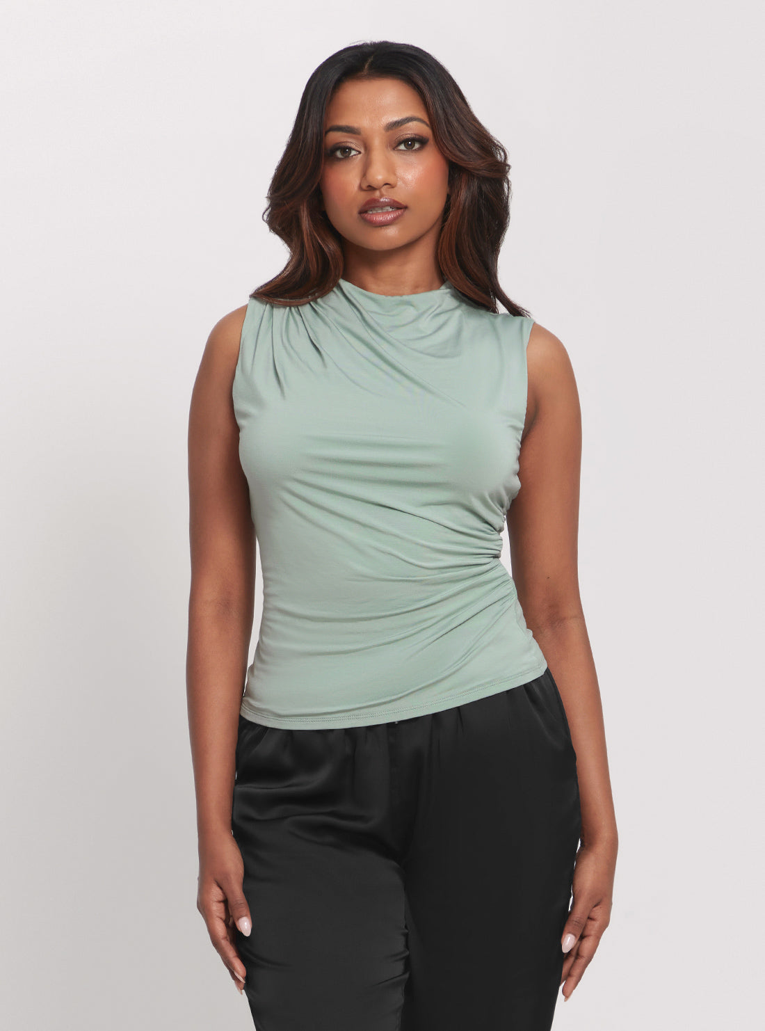 GUESS Eco Green Funnel Neck Marla Top front view