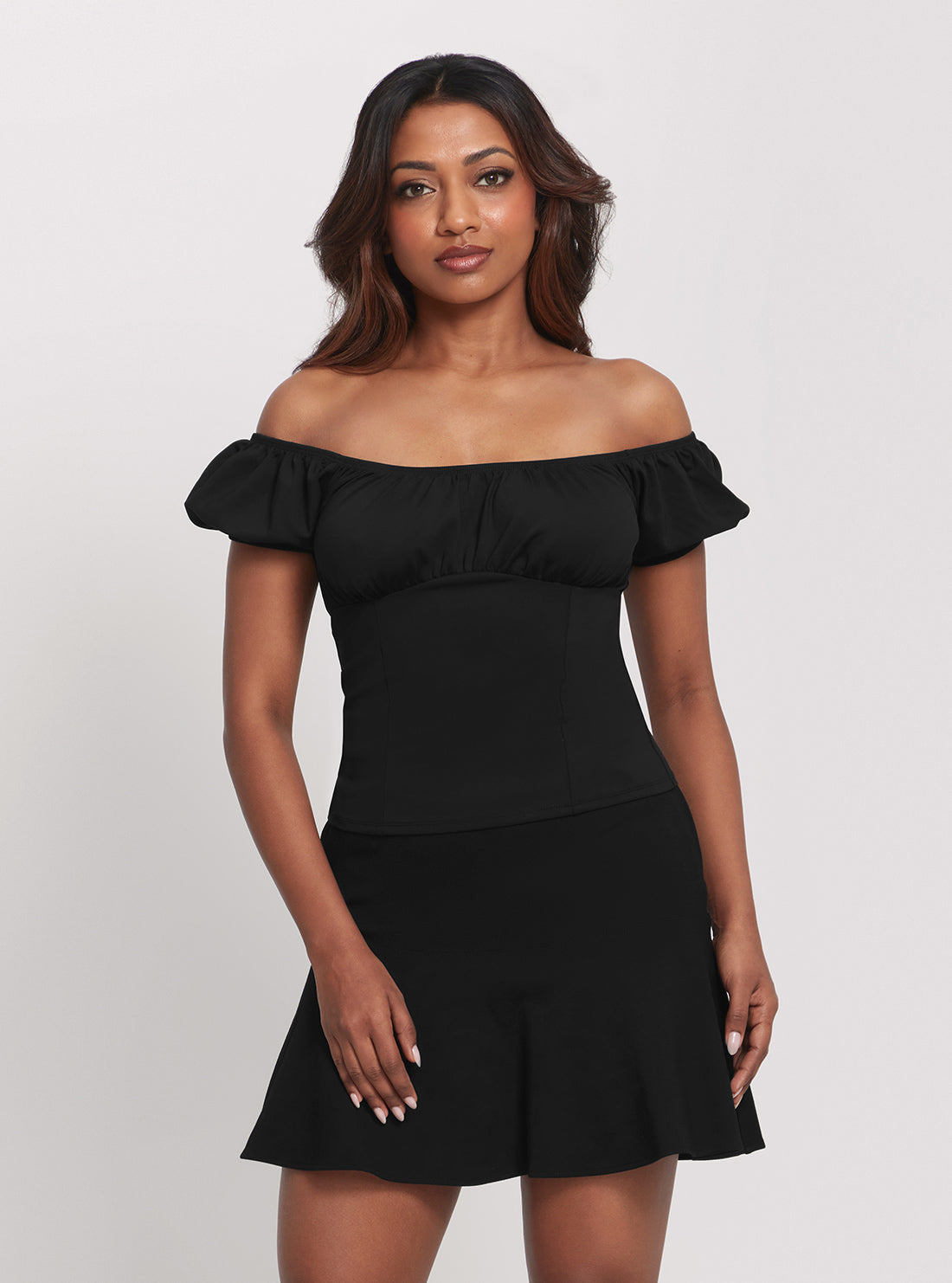 GUESS Black Scoop Cecilia Top front view